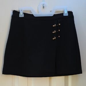 SHEIN Black Mini Skirt with Gold Details